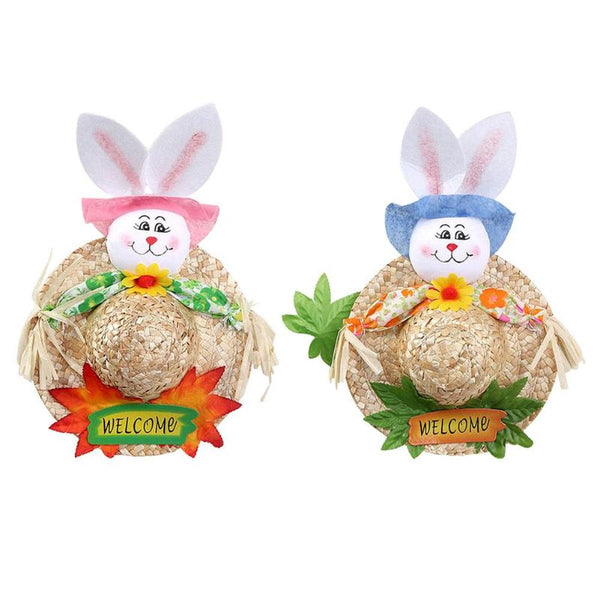 Easter Bunny Creative Straw Cap Kids Handmade Straw Cap Rabbit Easter Toys for Children Home Decoration Ornaments Gifts